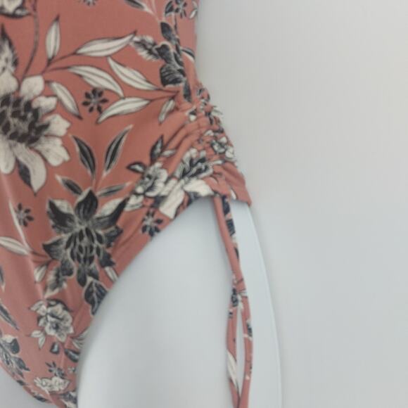 Kona Sol Women's Swimsuit Halter Top Floral Mauve Black Sz S - Picture 3 of 9